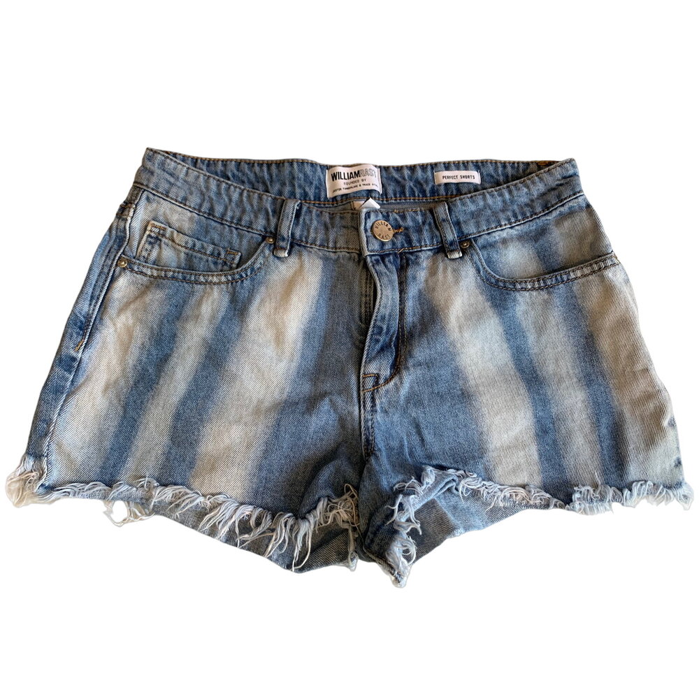 William Rast bleach stripe cut off denim jean shorts 26